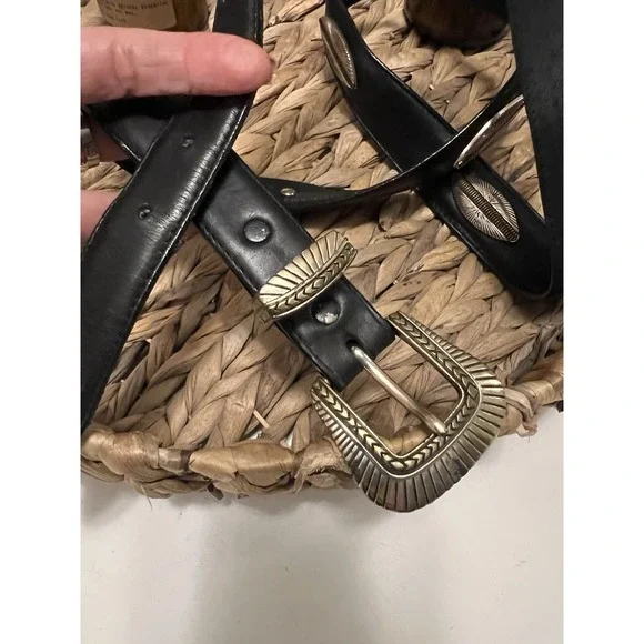 Vintage Billy Betts of California Black Leather Concho Belt Size 40 - By Leegin - Picture 12 of 13